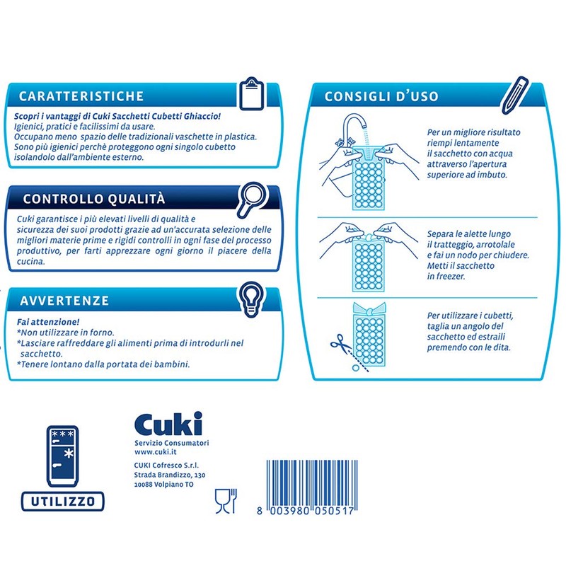 Cuki 6 Packs of 10 Plastic Ice Packs 280 Cubes
