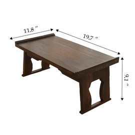 Bed Laptop Desk with Foldable Legs, Breakfast in Bed Serving Tray Table, Japanese Style Floor Table for Tea & Coffee, Antique Meditation Altar Table, Wood Table