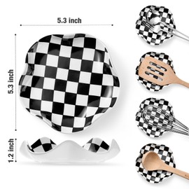 Qipecedm Spoon Rest for Stove Top, 5.3in Ceramic Spoon Holder Utensil Rest, Heat Resistant Cooking Spoon Rests for Kitchen, Spoons, Ladles, Coffee Spoon Holder for Countertop, Housewarming Gifts