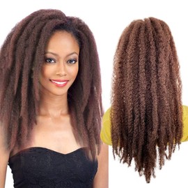 VAVANGA Marley Hair Ponytail Drawstring 18-inch Dark Brown Color Synthetic Braiding Hair Afro Kinky Ponytail for Women Quick Wrap Pony Jamaican Twist Hair Ponytail Extension(33#, 18")