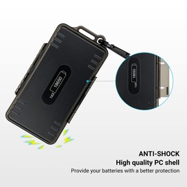 JJC 14 Slots 18650 Battery Case with Carabiner, Water-Resistant and Shockproof Battery Storage for 14 x 18650, 18650 Organizer Box