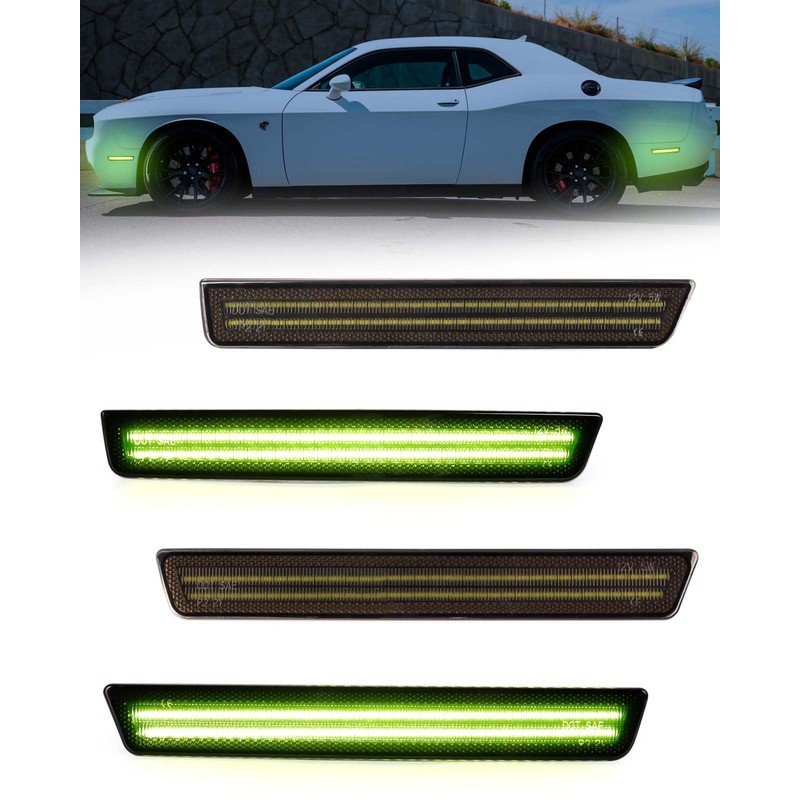 PWOBVZ Green LED Side Marker Lights for Dodge Challenger 2015-2023,