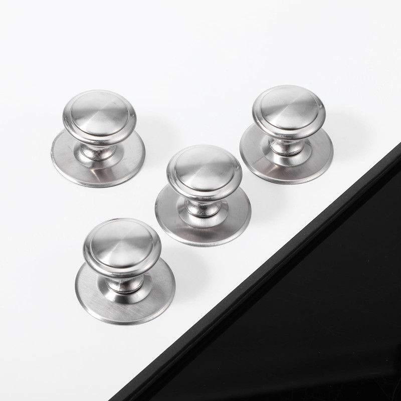 Xelsluthe 8 Pack Self-Adhesive Cabinet Knobs, No-Drill Stainless Steel Stick