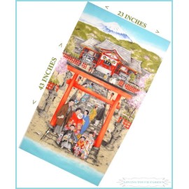 Michael Miller Fabrics BEAUTIFUL MIYAMAIRI CEREMONY JAPANANESE / ASIAN FAMILY  FABRIC PANEL 23" X 43"