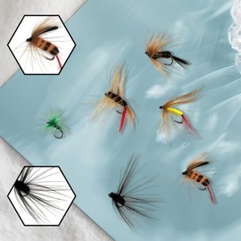 MEISH 12 Pcs Mixed Wet Trout Flies Fly Fishing Lures Kit Hand Tied Dry Selection Fly Assortment Nymphs Streamers for River Bass Sunfish
