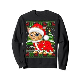 Bobcat Lynx Christmas Lights Santa Costume Ugly Xmas Sweater Sweatshirt