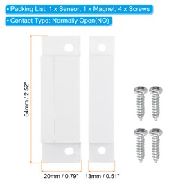 PATIKIL Magnetic Reed Switch, 1 Set Normally Open NO Wired Surface-Mounted Garage Door Window Contact Switch for Home Security