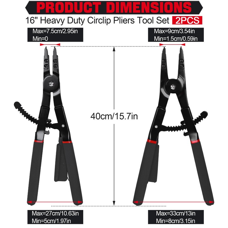 Inchoco Snap Ring Pliers Set Heavy Duty - 2 PCS