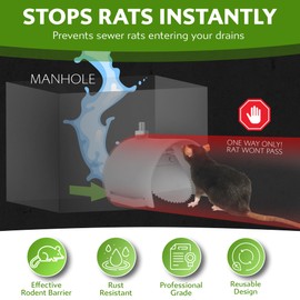 Ratkil Drain Guard for Rodent Control | Stainless Steel Rat Flap Stop Rats within Drainage & Properties - Rat Gates for Sewers - (Stainless Steel 4"/110mm)