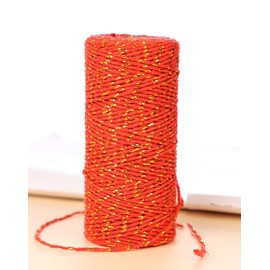 50 m Red Gold Twine, 1.5 mm Bakers Twine Cotton Craft Twine Craft Cord Decorative Cord Cotton Cord Perfect for DIY Crafts, Gifts Packaging, Christmas Decoration
