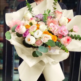 JOYIT 20 Sheets Korean Paper for Bouquets, Korean Wrapping Paper - Flower Bouquet Wrapping Paper for DIY Crafts Packaging, Flower Paper for Wedding, Birthday, Flower Shop (Champagne)