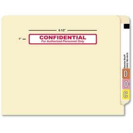 Doctor Stuff - File Folder Chart Labels, A1019, Confidential, HIPAA Medical Stickers, Red/White, 6-1/2" x 1", 100 per Box