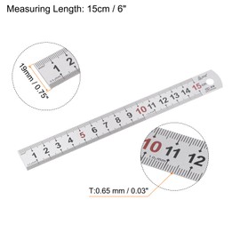sourcing map 2pcs Stainless Steel Ruler 6-inch/15cm Metal Rulers 0.75" Wide, Inch and Metric Graduation Straight Edge Measuring Tool