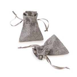 Darice 30007173 Burlap Drawstring Bags-Gray-3x4-2pc, One Size