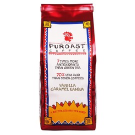 Puroast Coffee Low Acid Ground Coffee, Vanilla Caramel Kahlua Flavor, High Antioxidant, 12 Ounce Bag