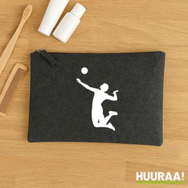 Huuraa Kulturbeutel Volleyball Silhouette Geschenk 1 Liter Charcoal Filz Volleyball Geschenkidee