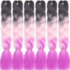 Braiding Hair Extensions 6pcs/pack Jumbo Braids Ombre 5 Rainbow Color