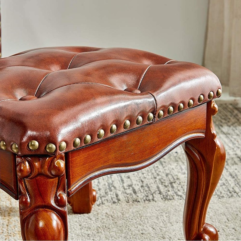 HOOTSMALL Footstool and Ottomans Small Foot Stool with Fiber Leather
