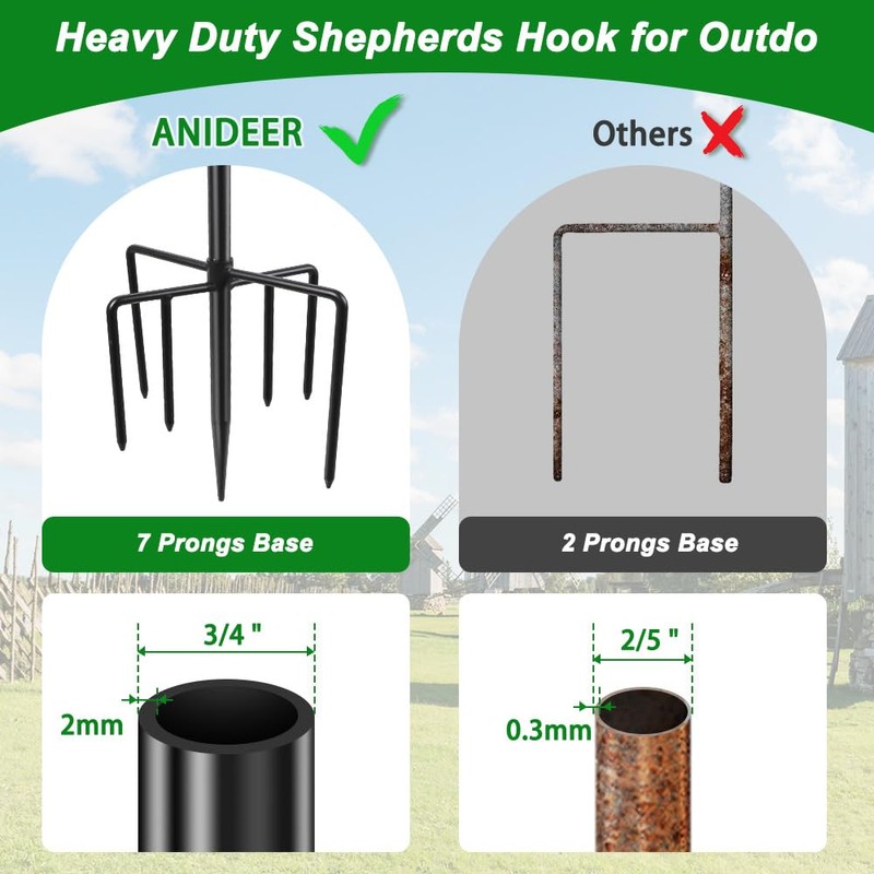 ANIDEER 60" Shephards Hook for Outdoor, Heavy Duty Bird Feeder