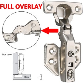 Luokim 26mm Mini Cup Soft Close Hinge for Thin Door Full Overlay Concealed Cabinet Hinge with Screws Nickel Finish 2 Pcs