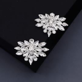 Rhinestone Crystal Shoe Clips Shoe Buckle Fashion Bridal Wedding Shoe Charms Shoe Clips for Women (Silvery, 6.5cm*4.5CM)