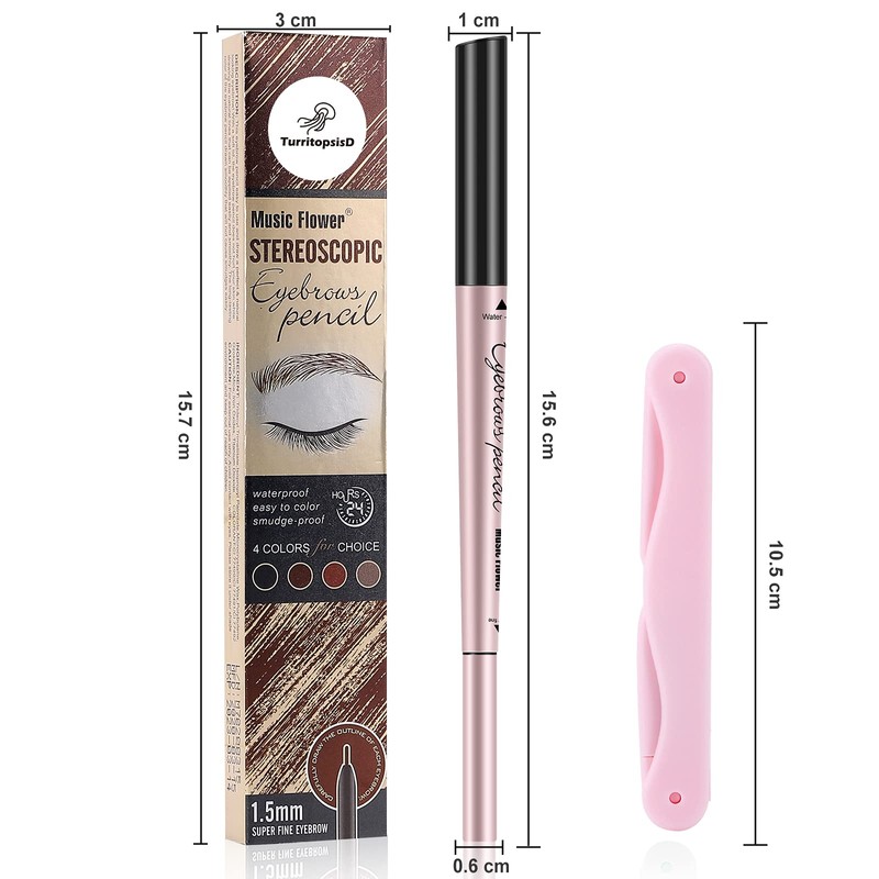 TurritopsisD Eyebrow Pencil, Brow Pen Dual-ends Thick & Fine Tip