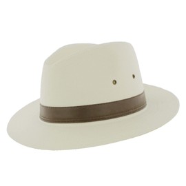 The Hat Company Mens Cotton Fedora A232 , Small 57cm, Beige