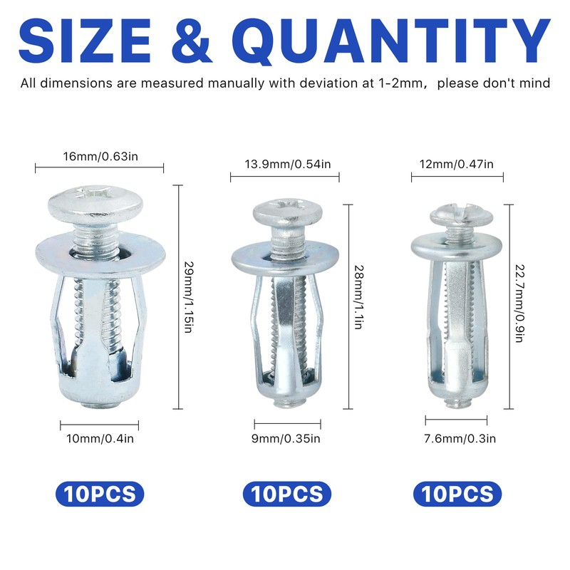 Elesunory 30 Pcs M4, M5, M6 Jack Nuts - Insert,