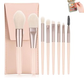 LUYING Makeup Brushes Apricot 8 Pieces Makeup Brushes, Premium Fiber Bristles, Super Soft Makeup Brushes, Includes Cosmetic Bag, Easy to Carry, Makeup Brushes Set, Convenient for Everyday Makeup,