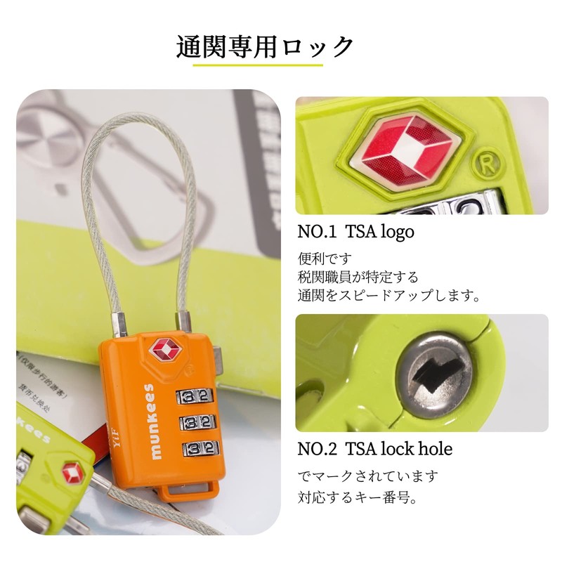 munkees TSA Lock Suitcase Lock Zipper Lock Wire Type Stainless