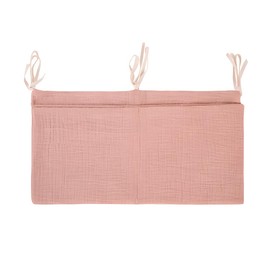 EuAcesry Baby Bed Organiser, Baby Nursery Hanging Bed Organiser with 2 Pockets, Bed Bag, Toy Bag, Storage Bags for Beds, for Nappies, Clothes, Toys (Pink)