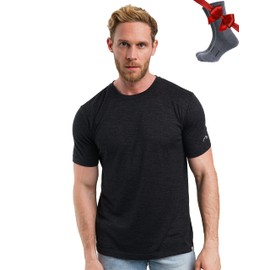 Merino Wool T-Shirt Mens - Merino Wool Undershirt Thermal Shirt for Men and Hiking Socks (Charcoal Grey, Medium)