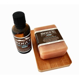 Goat Milk Beard Soap & Oil Giftset- BOGUE Chiefs Peak Blend Beard Wash 4oz & Beard Oil- Clean & Defrizz w Avocado, Argan, Vitamin E & Pumpkinseed oils W Soothing Cedarwood & Rosemary for Beard & Skin