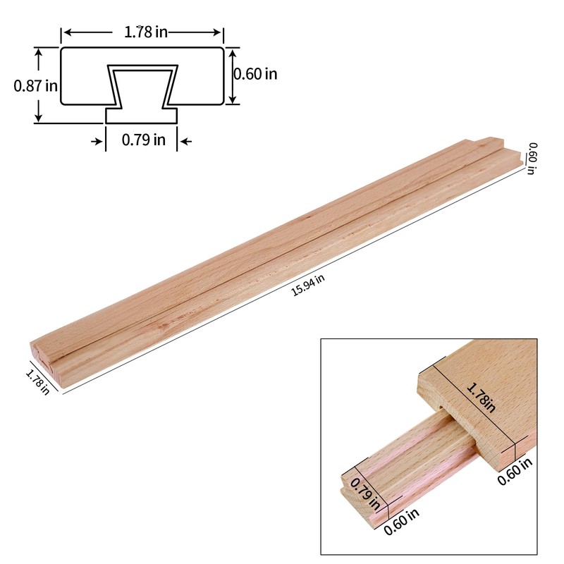 Wax Coated 16 Inches Wood Drawer Slide 2PCS, Classic Traditional