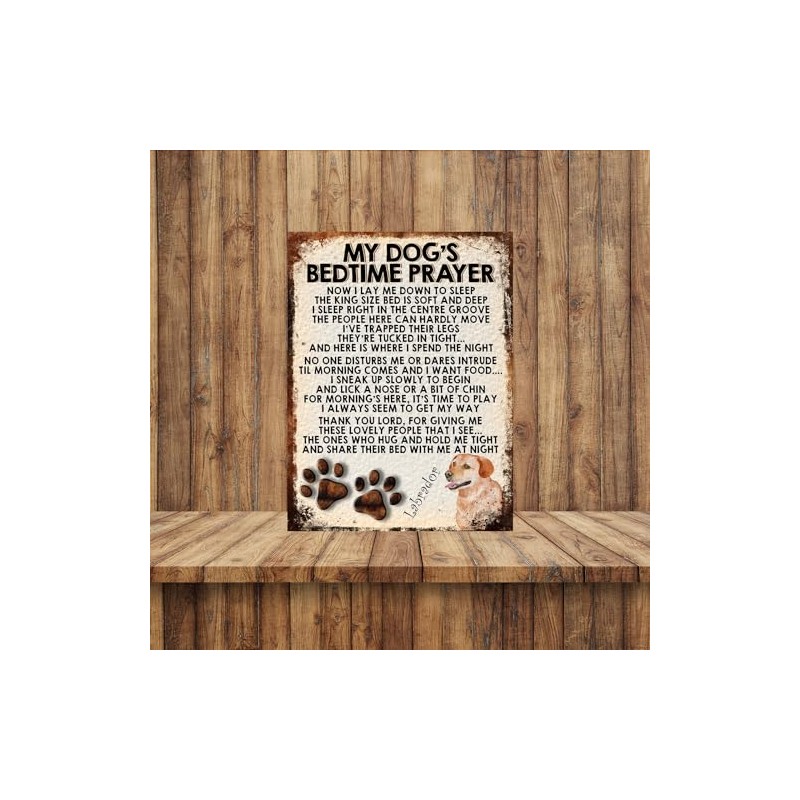 MY DOG'S BEDTIME PRAYER RETRO STYLE METAL TIN SIGN/PLAQUE DOG
