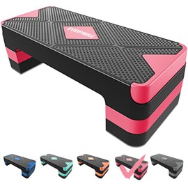 EVERYMILE Aerobic Exercise Step, Adjustable Aerobic Stepper for Exercise, Workout Step Platform, Step Up Box, 26.5" Step Deck with 4” 6” 8” Adjustable Height Risers, Women Home Gym Fitness