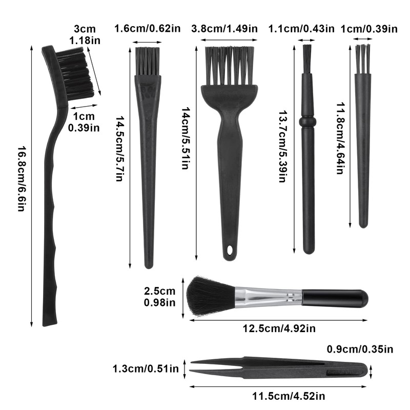 TIESOME Set of 7 Keyboard Anti Static Brushes, Plastic Handle