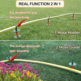 BAOLONG Garden Hose Guide Stake Garden hose guide spike Lawn Hose Support Soaker Holder Clip Snap (8pcs, Fit in 5/8'' Hoses)