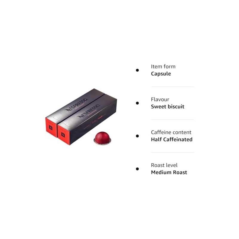 20 Nespresso Vertuo Half Caffeinato (Semi Decaffeinated) Coffee Capsules