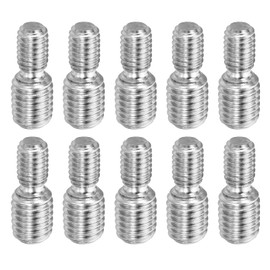 PATIKIL M6x10mm to M8x10mm Double End Threaded Stud Screw Bolt, 10 Pack 304 Stainless Steel Rod Bolts Thread Reducer Adapter for Furniture Fastener, Hardware Connectors