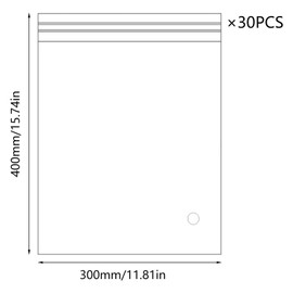ATB-Foger 30Pcs Transparent Resealable Bag Reusable Zip Lock Bags Perforated Ziploc Bags for Clothes, Shoes, Cosmetics 40 x 30cm