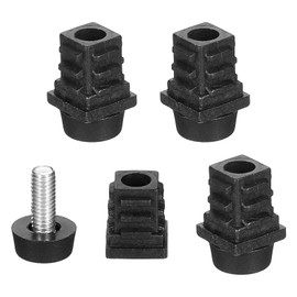 sourcing map 4 Set Leveling Feet, M6x15x15mm Plastic Adjustable Furniture Leg Leveling Square Tube Insert Screw-in Glide Levelers for Table Chair Furniture, Black