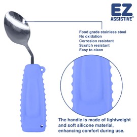 EZ Assistive - Cuchara y tenedor adaptables fáciles de sostener para una alimentación no empotrado, utensilios con peso para temblores de manos (cuchara morada y tenedor para mano derecha)