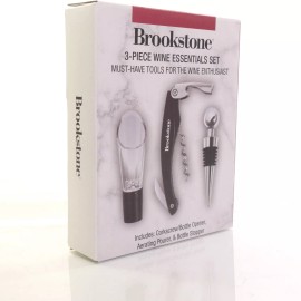 Brookstone 3 - Piece Wine Essentials Set; Corkscrew Aerating Pourer Bottle...