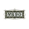 Ceramic House Tile Numbers & Letters, Green Floral Design, Tile