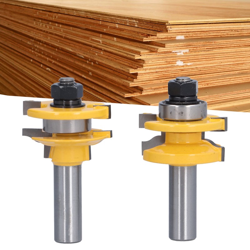 2Pcs 1/2in Shank Router Bit Woodworking Cabinet Door Carbon Steel