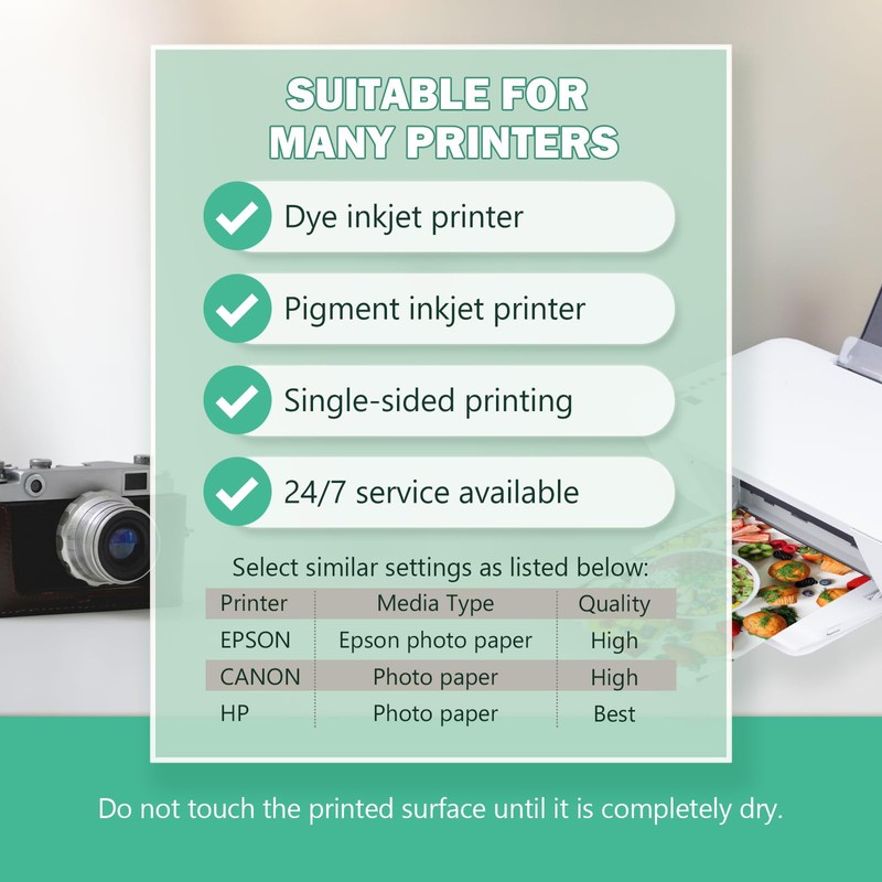 Pikapoka 5x7 Matte Photo Paper for Inkjet Printer, 200gsm/52lb Single
