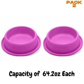 Ant-Proof Pet Food & Water Bowls – Moat Design Non-Skid Dish Set for Dogs & Cats – Prevents Ants & Insects – Easy Clean, Portable, Safe for All Pets (Pack 2) (Pink, 64.2)