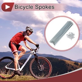 A ABSOPRO 36 Set 12G Bicycle Spokes 245mm Bike Wheel Spokes 45 Steel Galvanized Silver Tone