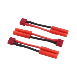 BDHI 3pcs T Plug Female to HXT 4.0mm Male Bullet Connector Adapter Cable - 14awg 5cm Wire(B143-3)